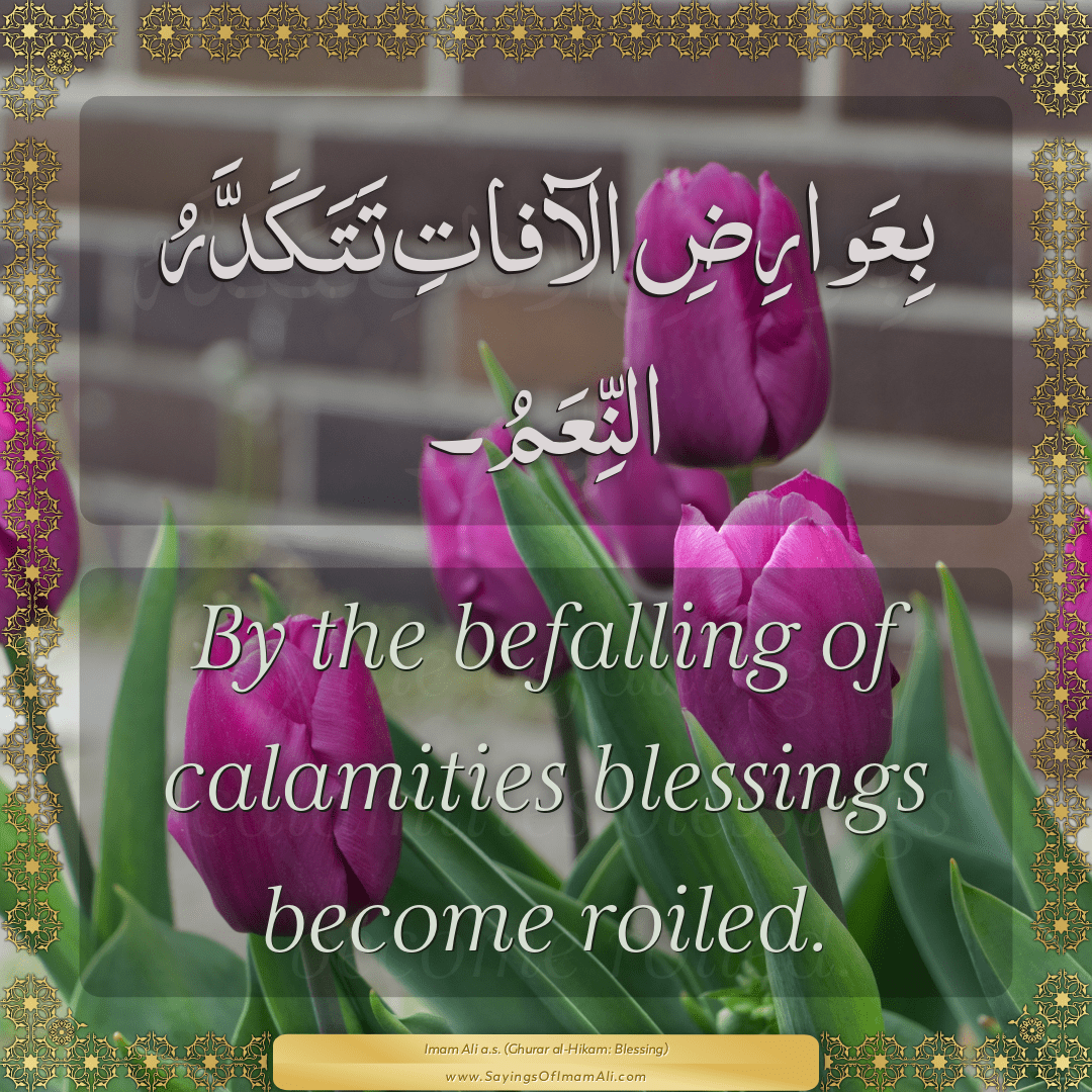 By the befalling of calamities blessings become roiled.